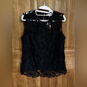 NANETTE‎ LEPORE NWT Black Lace Sleeveless Blouse Top L